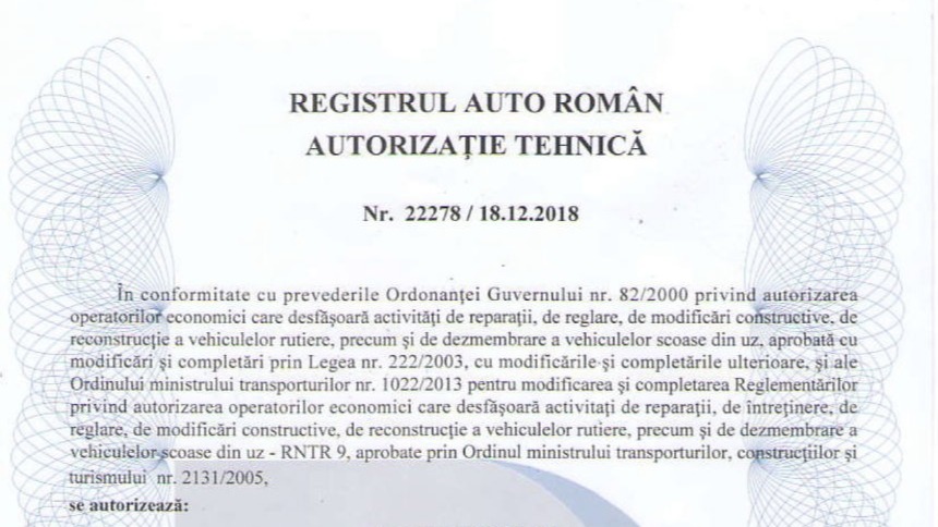 Autorizație R.A.R.